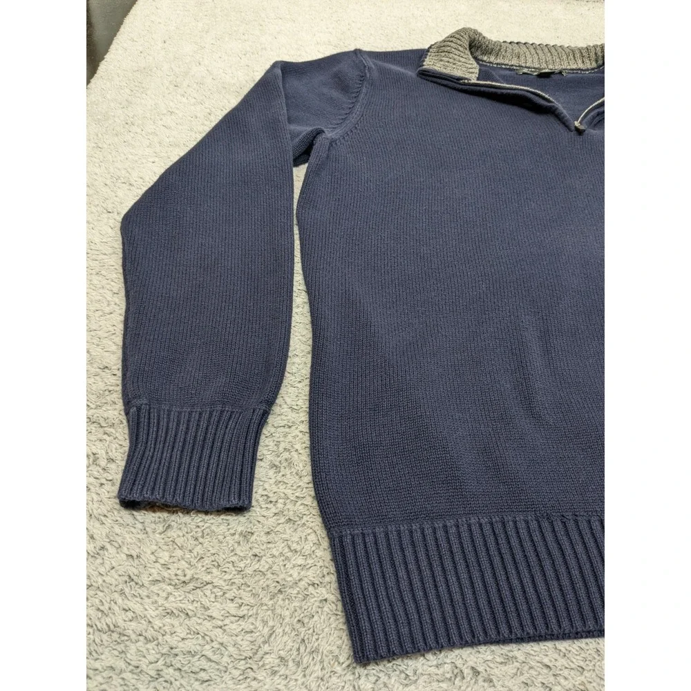 Eddie Bower Quarter‎ Zip Mock Neck Grandpa Core Sweater Navy Blue XLT Fisherman - Picture 2 of 15